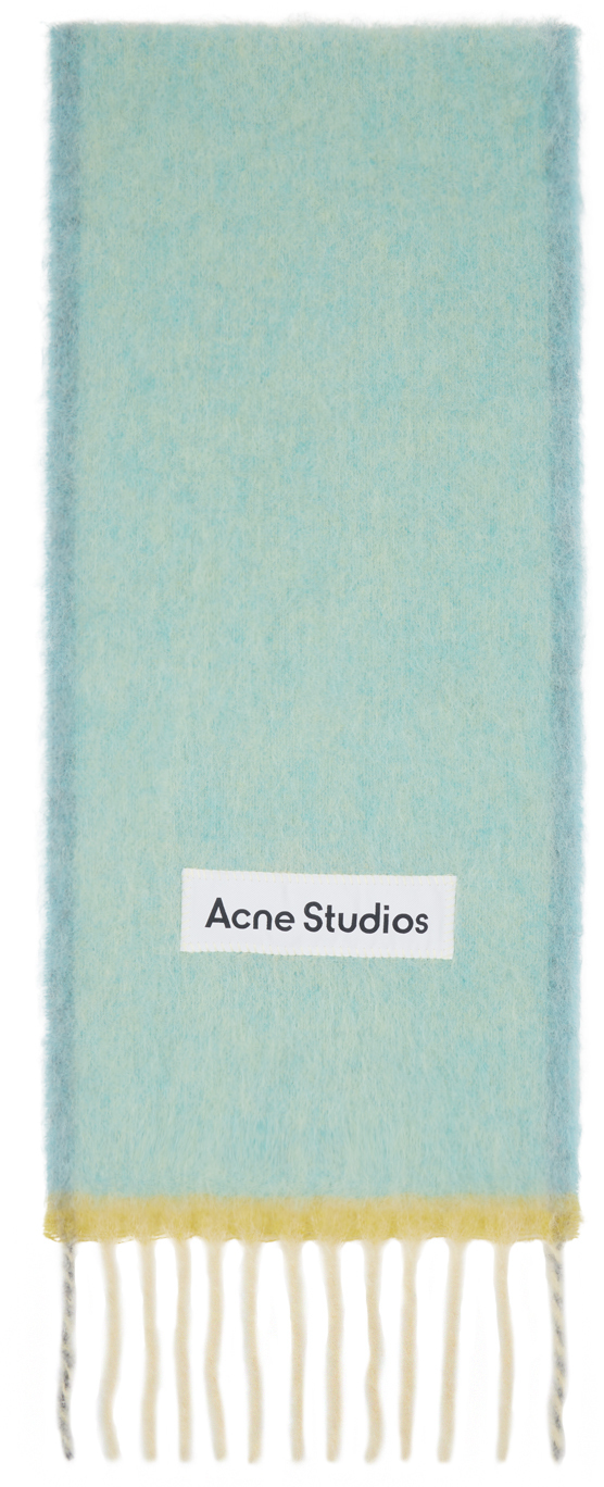 Shop Acne Studios Blue Narrow Wool Mohair Scarf In 228 Light Blue