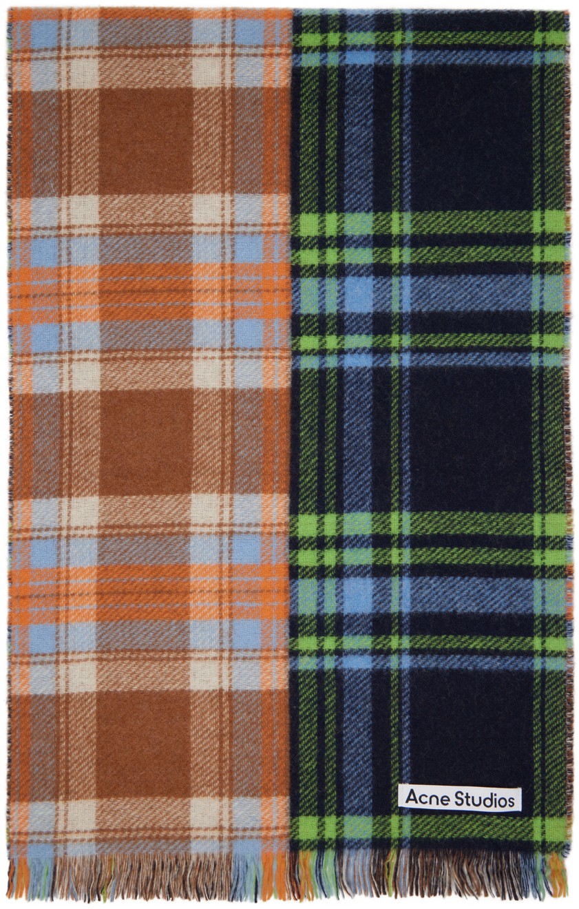 Multicolor Mixed Check Wool Scarf