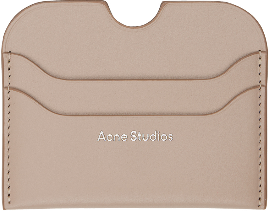 Shop Acne Studios トープ レザー カードケース In Cgz Taupe Beige