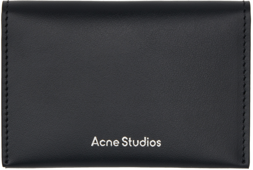 Shop Acne Studios Black Folded Leather Card Holder In 900 Black