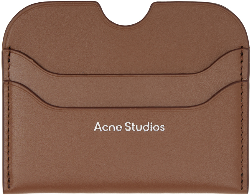 Shop Acne Studios ブラウン レザー カードケース In 640 Camel Brown