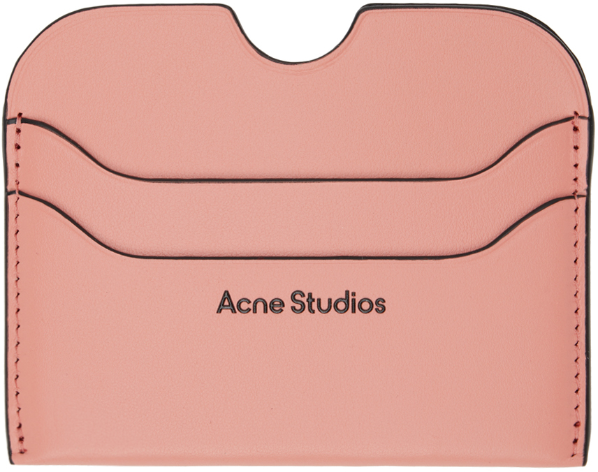 Shop Acne Studios ピンク レザー カードケース In Ad2 Salmon Pink