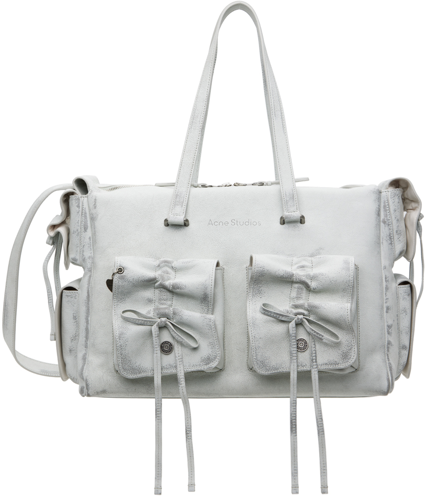 【関税込み】Acne Studios ホワイト Multipocket トートバッグ Acne Studios: White Multipocket Tote | SSENSE