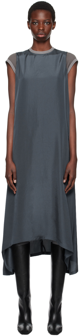 Shop Acne Studios Gray Derese Fluid Shift Maxi Dress In Aa2 Anthracite Grey