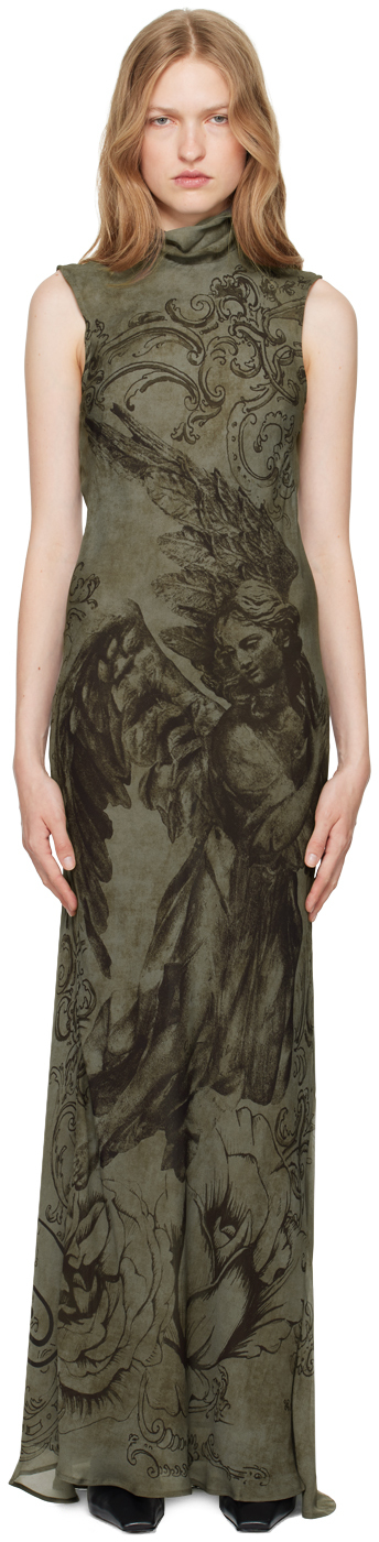 Gray Printed Mesh Maxi Dress by Acne Studios on Sale