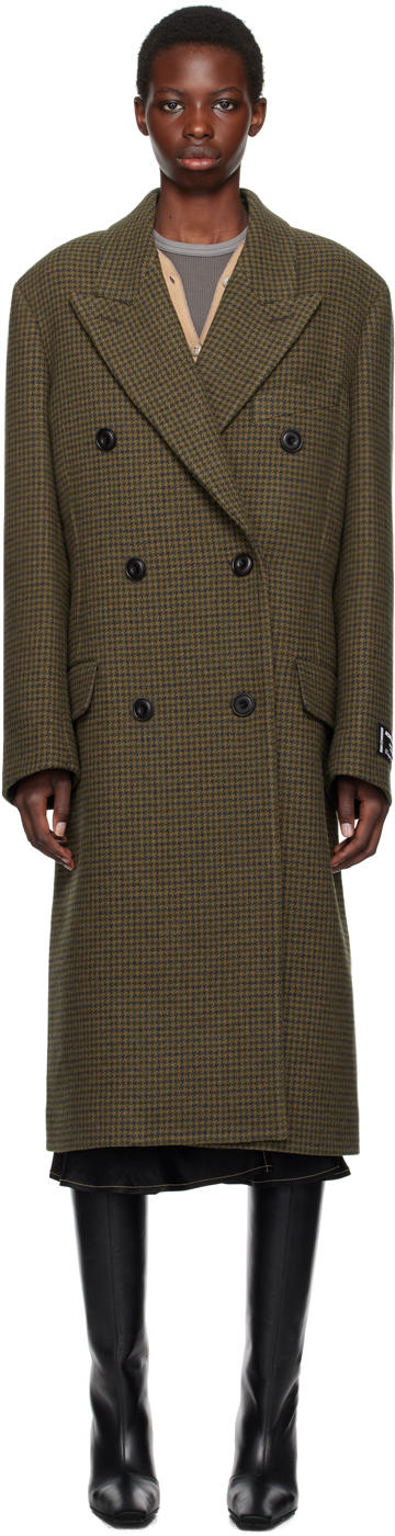 Shop Acne Studios Khaki Omaha Tweed Coat In Ab6 Khaki Green