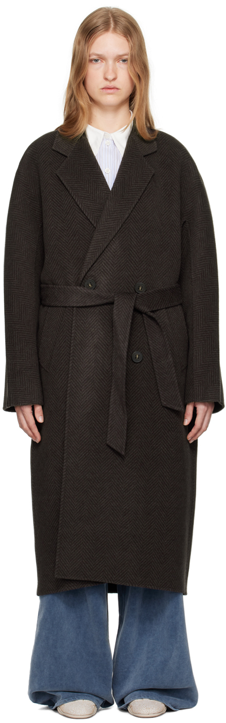 Gray Double-Breasted Wool Coat