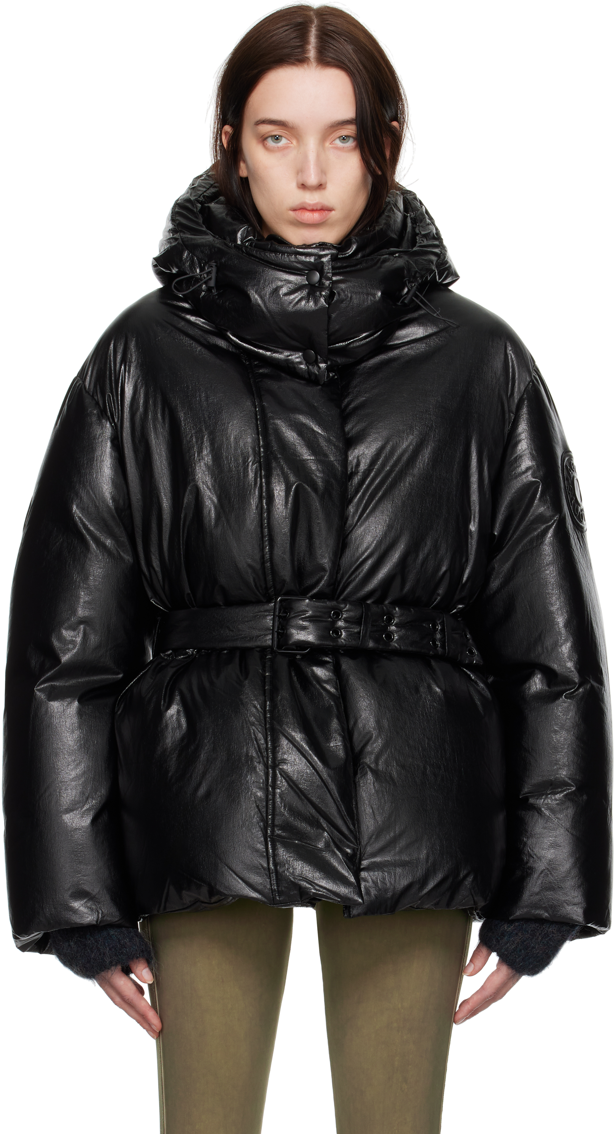 Black Hooded Puffer Down Jacket