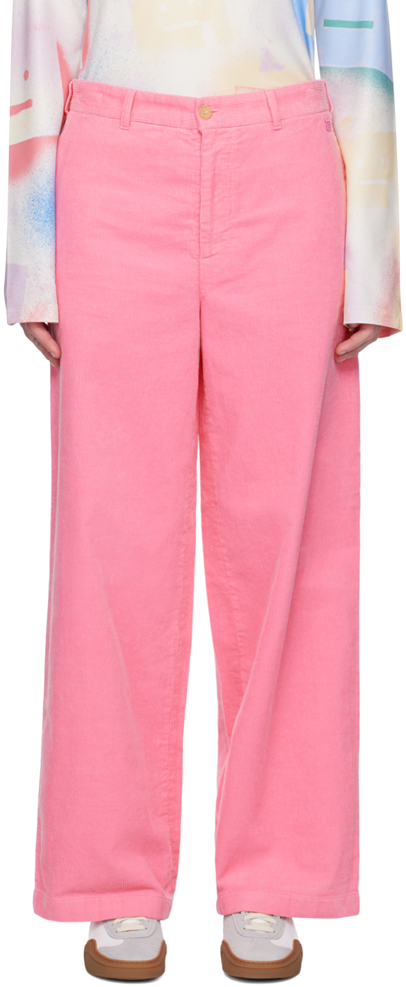 Shop Acne Studios Pink Cord Trousers In Ckq Tango Pink