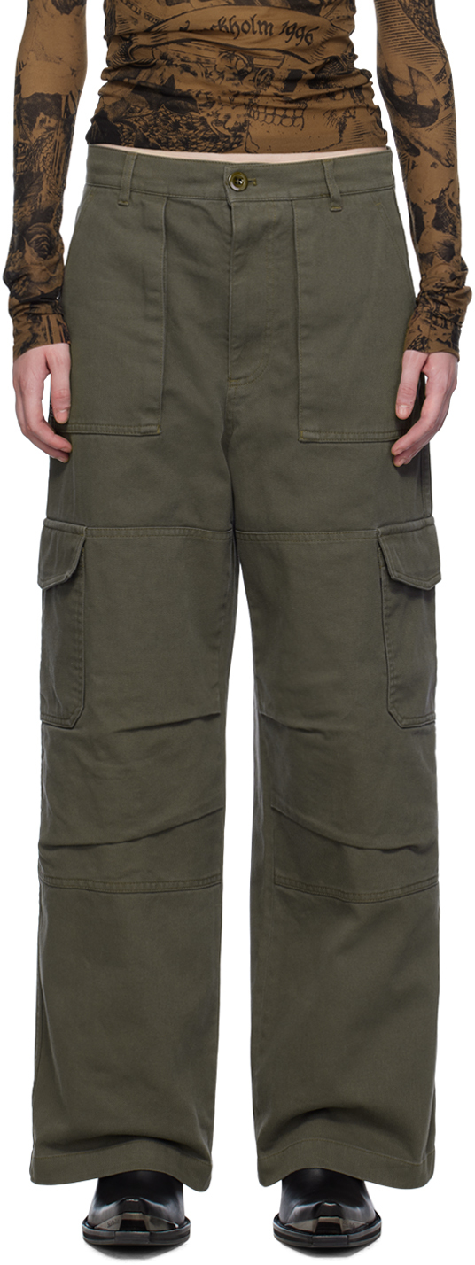 Shop Acne Studios Khaki Relaxed-fit Cargo Pants In Ab6 Khaki Green