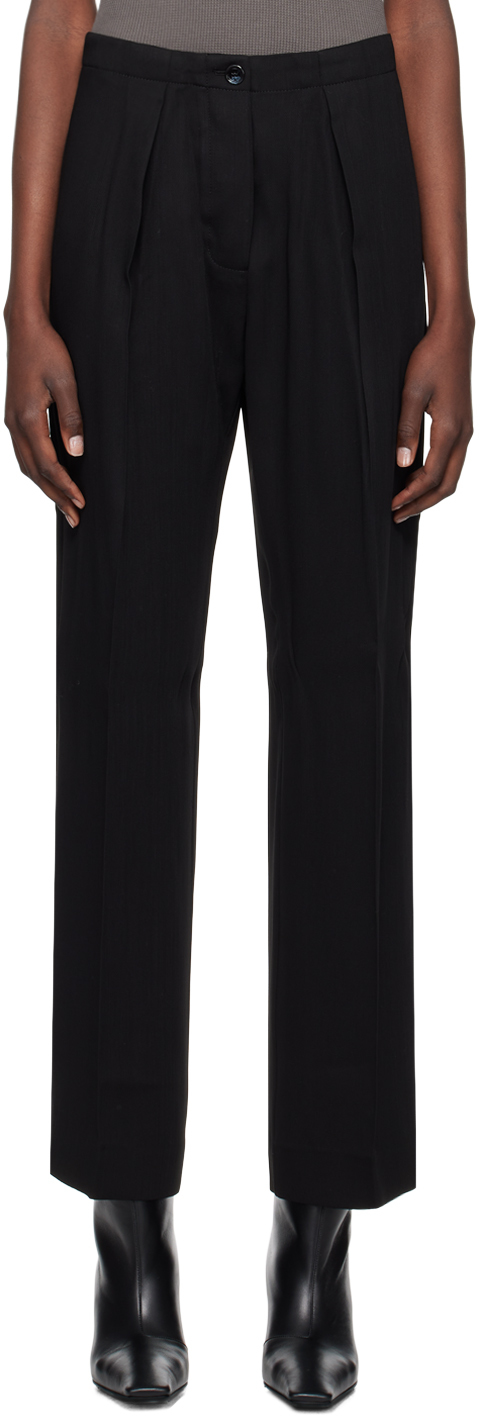 Black Wool Crepe Trousers