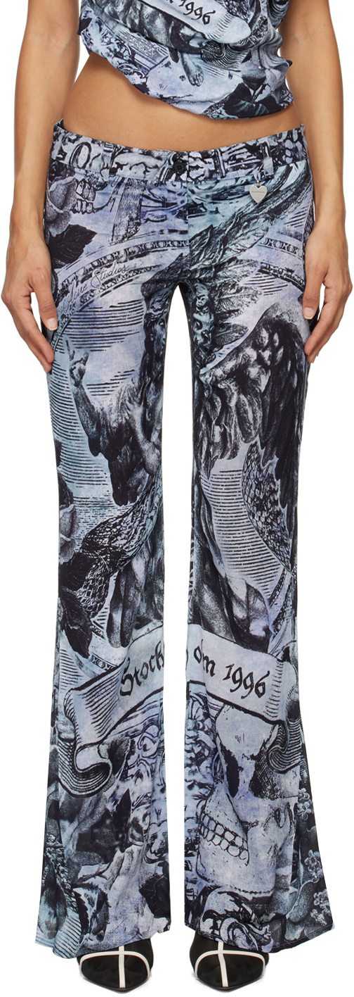 Shop Acne Studios Multicolor Printed Trousers In Bq9 Multi Grey