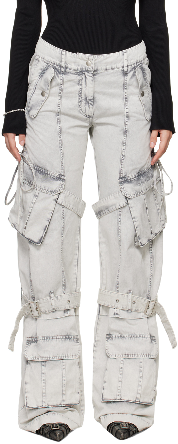 Shop Acne Studios Gray Cargo Twill Trousers In Dc6 Dusty White