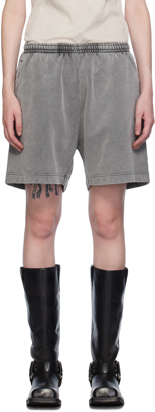 Shop Acne Studios Gray Garment-dyed Shorts In Bm0 Faded Black