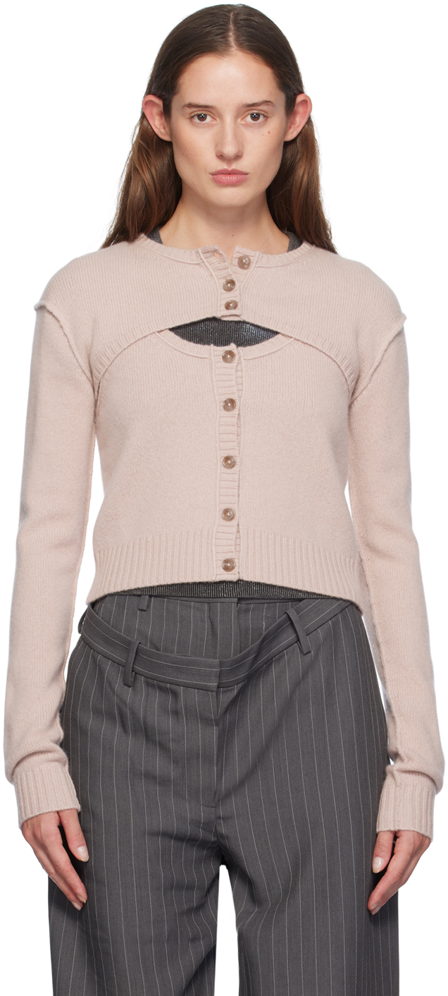 Acne Studios Button-up Knitted Cardigan Set In 416 Dusty Pink