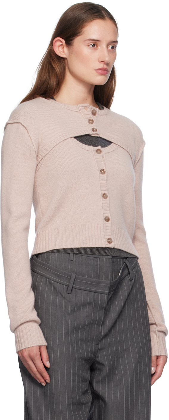 Acne Studios Button-up Knitted Cardigan Set In 416 Dusty Pink