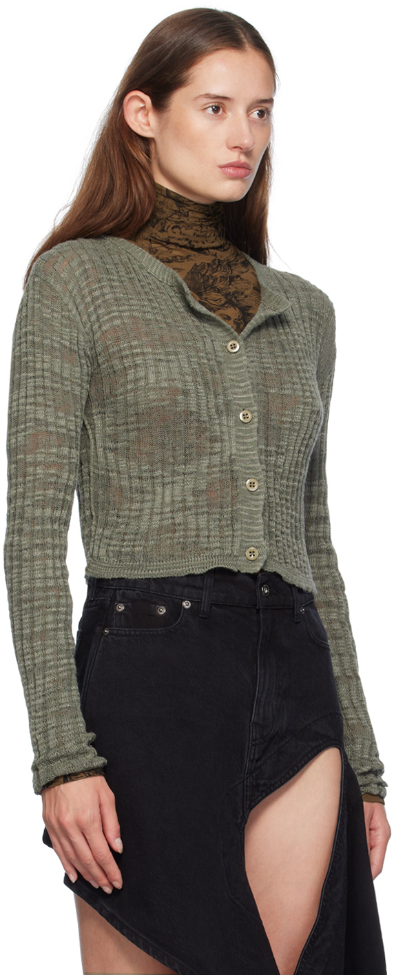 Acne Studios Linen-blend Cardigan In Dpc Seagrass Green