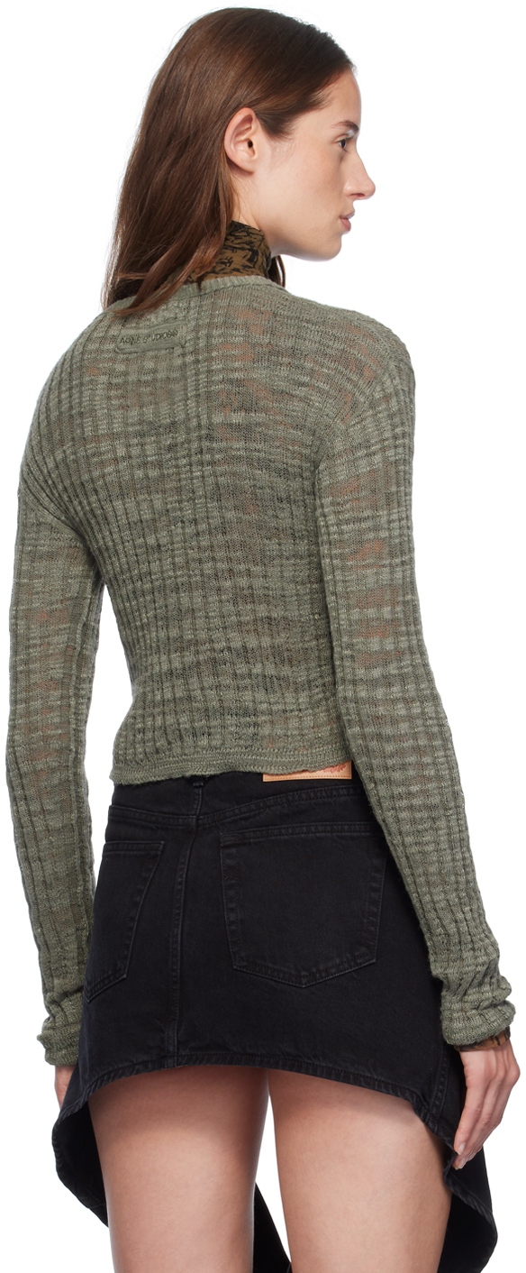 Acne Studios Linen-blend Cardigan In Dpc Seagrass Green