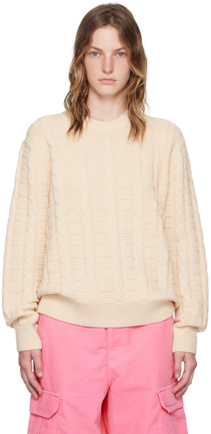 Acne Studios Beige Cable Sweater In 633 Oatmeal Melange
