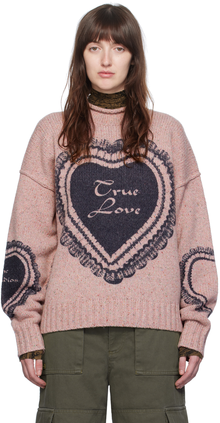 Acne Studios: Pink Printed Sweater | SSENSE