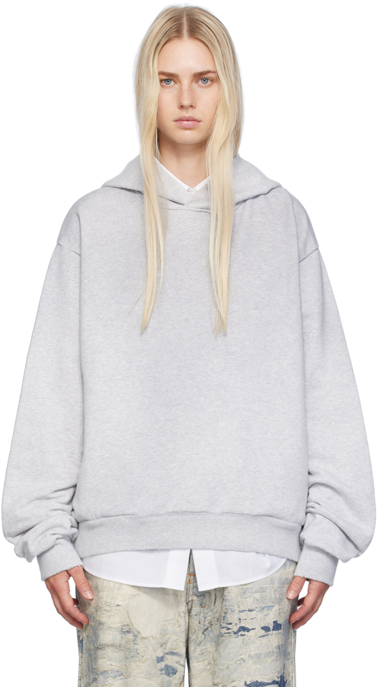 Gray Printed Logo Hoodie