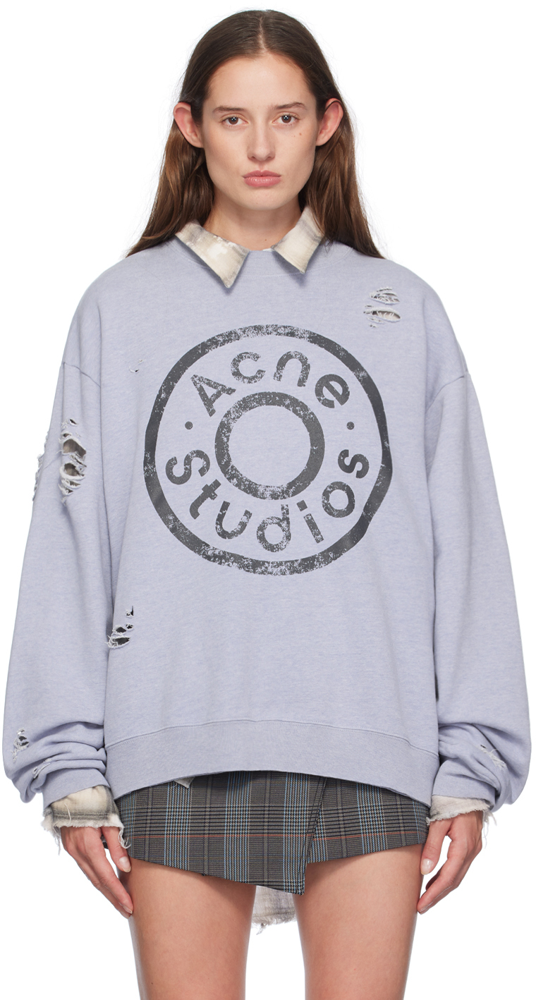 Pink Logo Print Distressed Sweatshirt