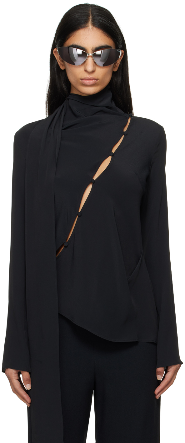 Shop Acne Studios Black Button Through Blouse In 900 Black