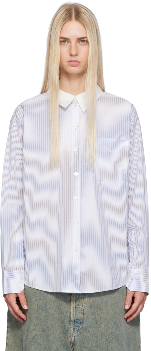 Blue & White Stripe Button-Up Shirt