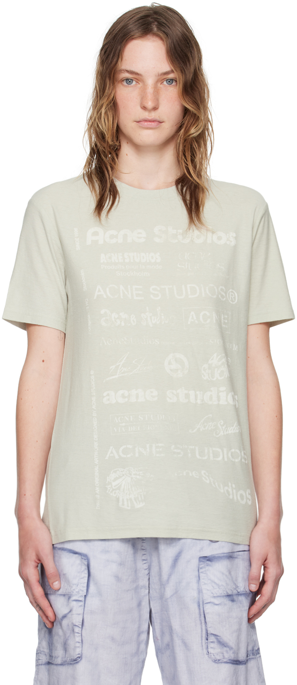 Shop Acne Studios Green Logo T-shirt In Dob Herb Green