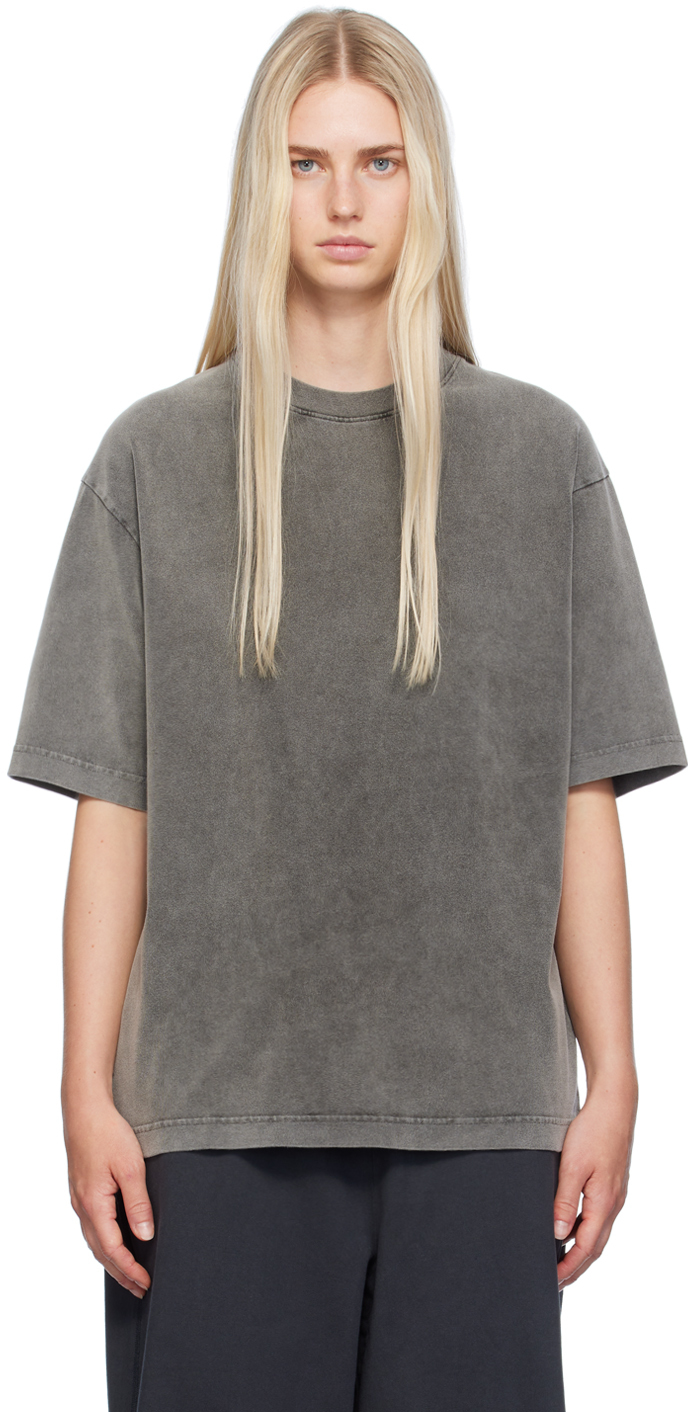 Shop Acne Studios Gray Crewneck T-shirt In Bm0 Faded Black