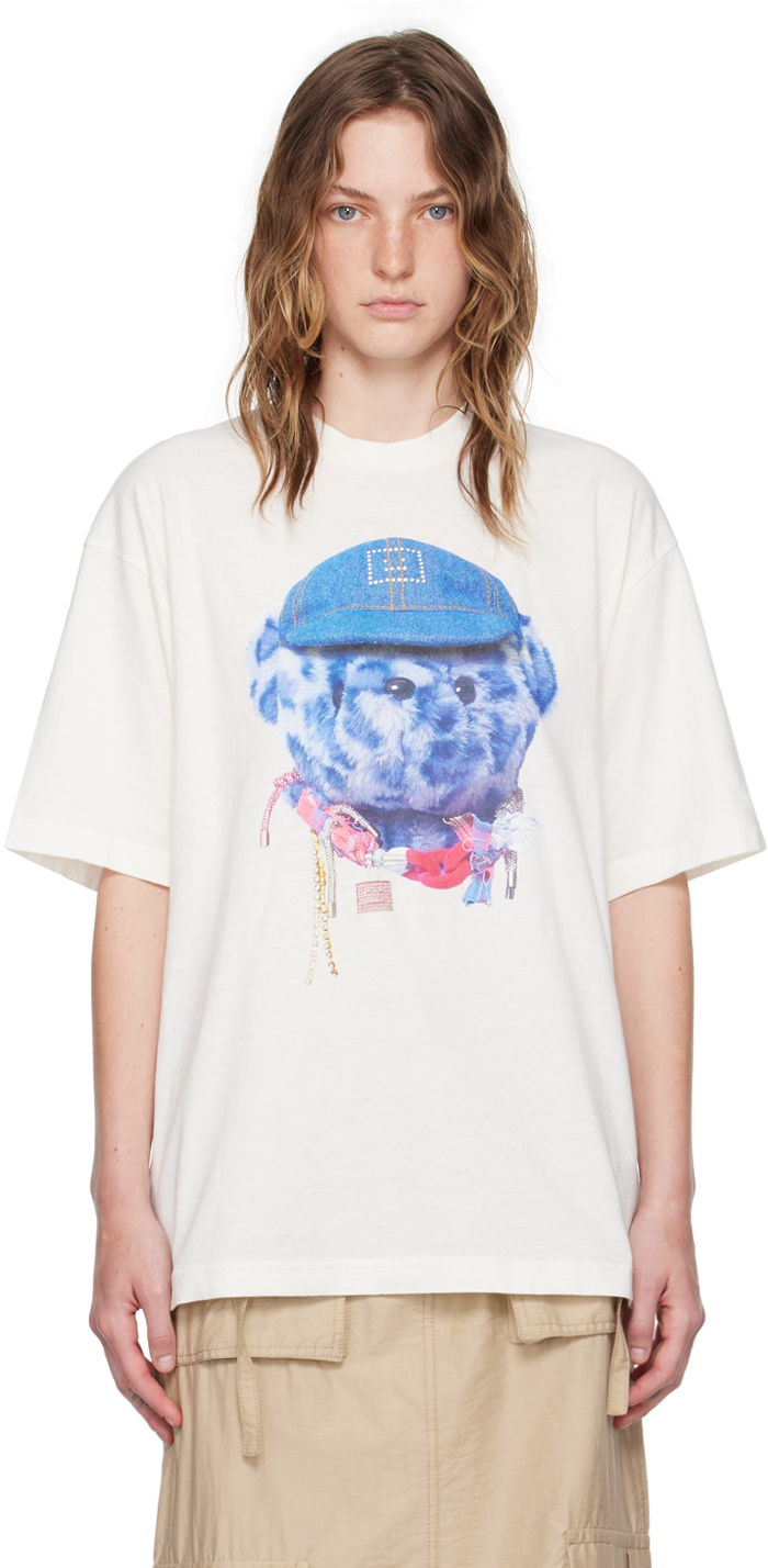 Shop Acne Studios White Printed T-shirt In 183 Optic White