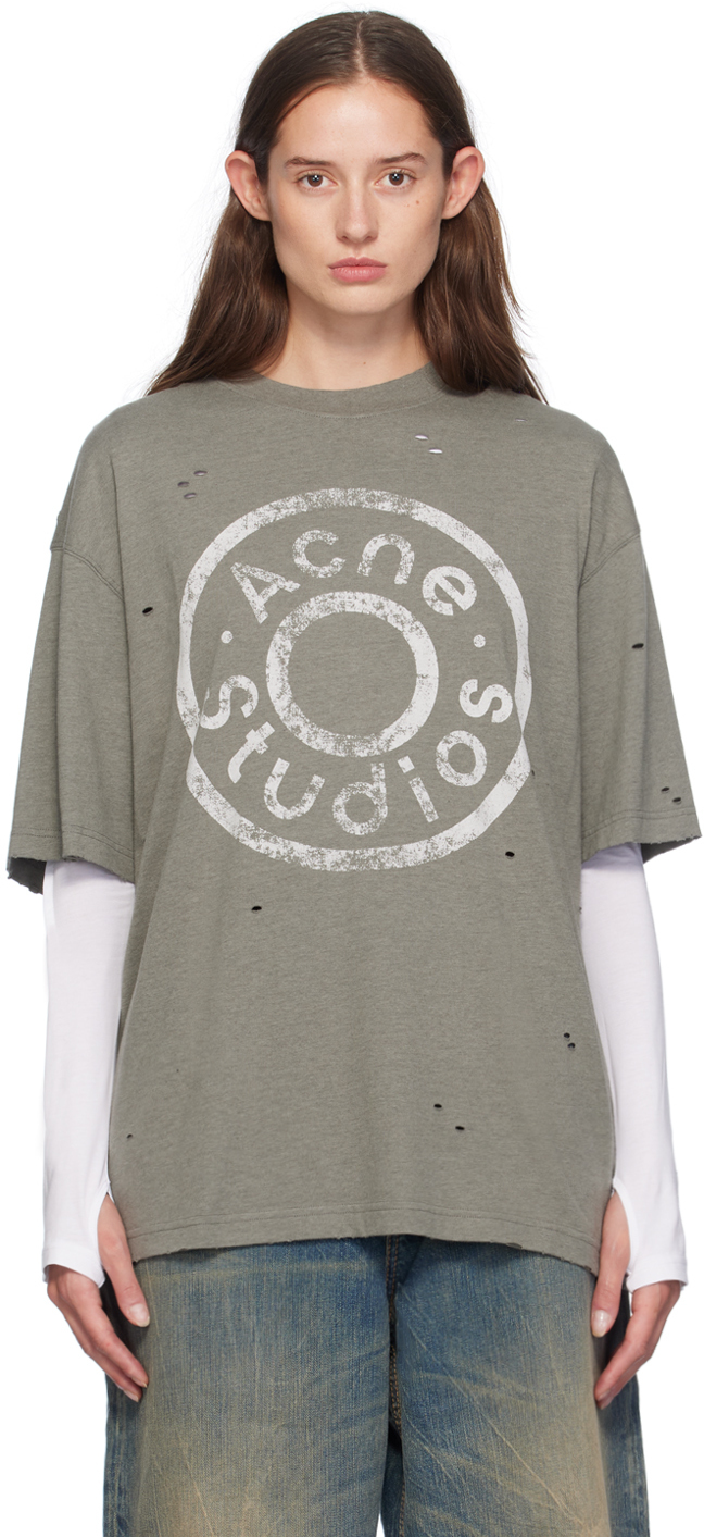 Khaki Printed-Logo T-Shirt