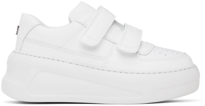 White Velcro Strap Platform Sneakers