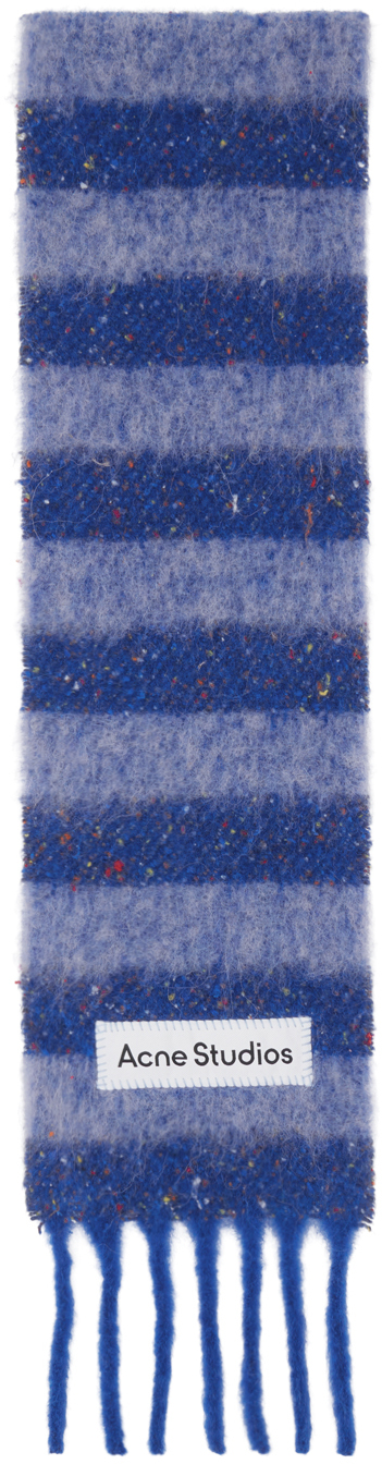 Blue Narrow Stripe Alpaca Scarf