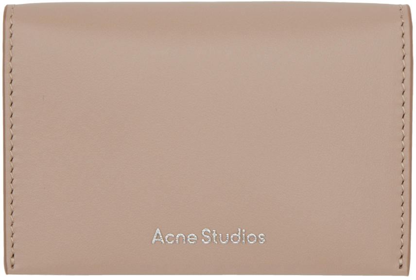 Beige Folded Leather Card Holder