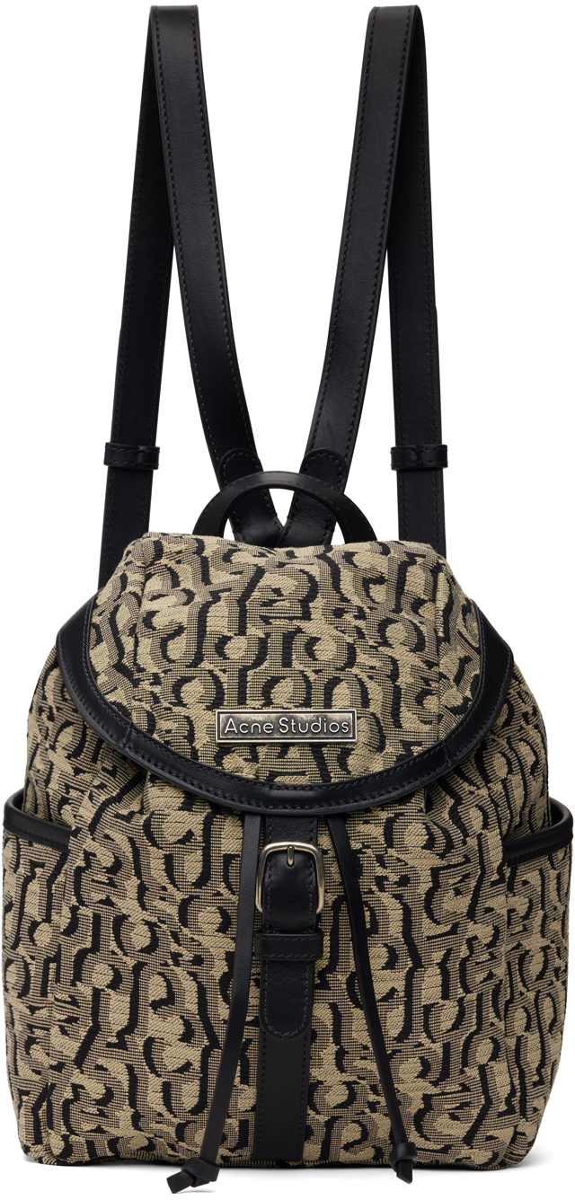 Shop Acne Studios Beige Mini Monogram Backpack In Ag0 Beige/black