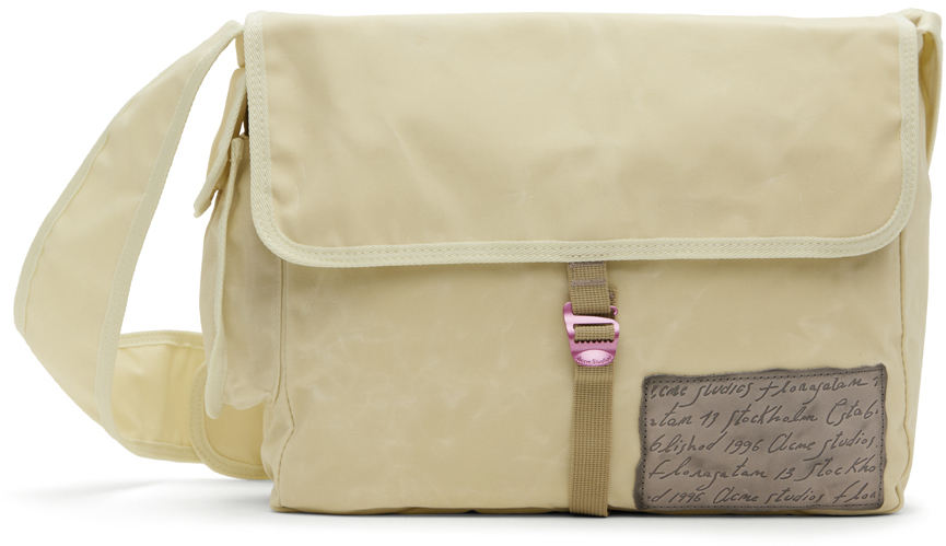 Beige Waxed Messenger Bag