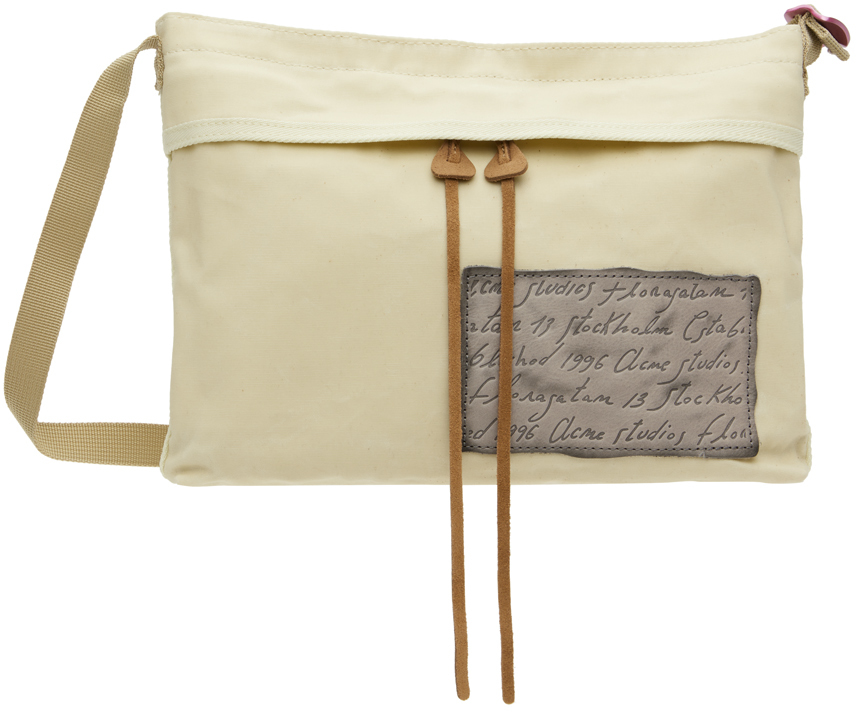 Beige Waxed Messenger Bag