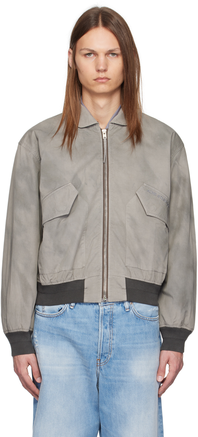 Gray Faded Bomber Jacket