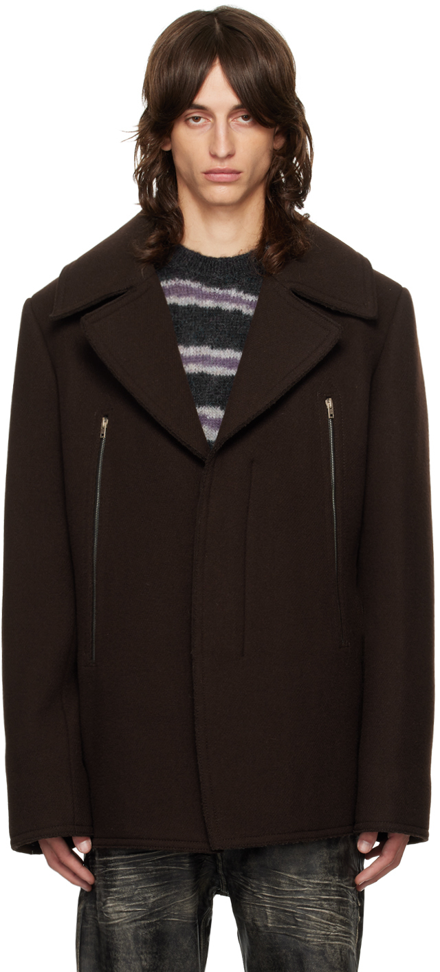 Shop Acne Studios Brown Felted Coat In Ace Maroon Red