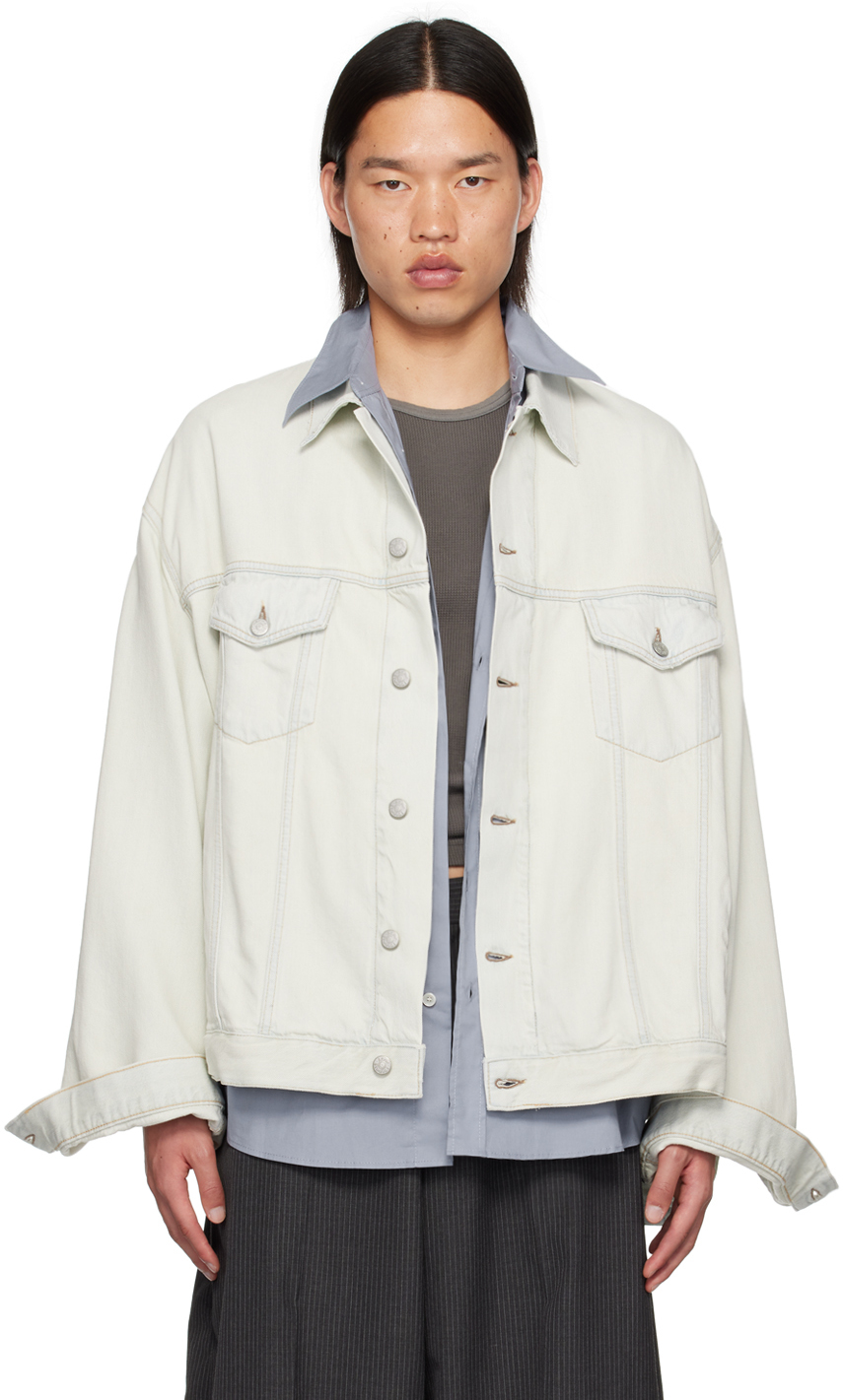 Acne Studios: Blue Spread Collar Denim Jacket | SSENSE