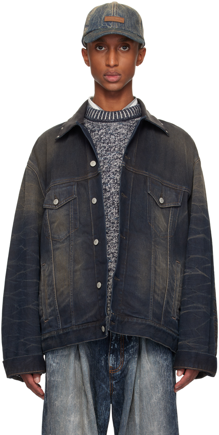 Blue and black denim jacket best sale