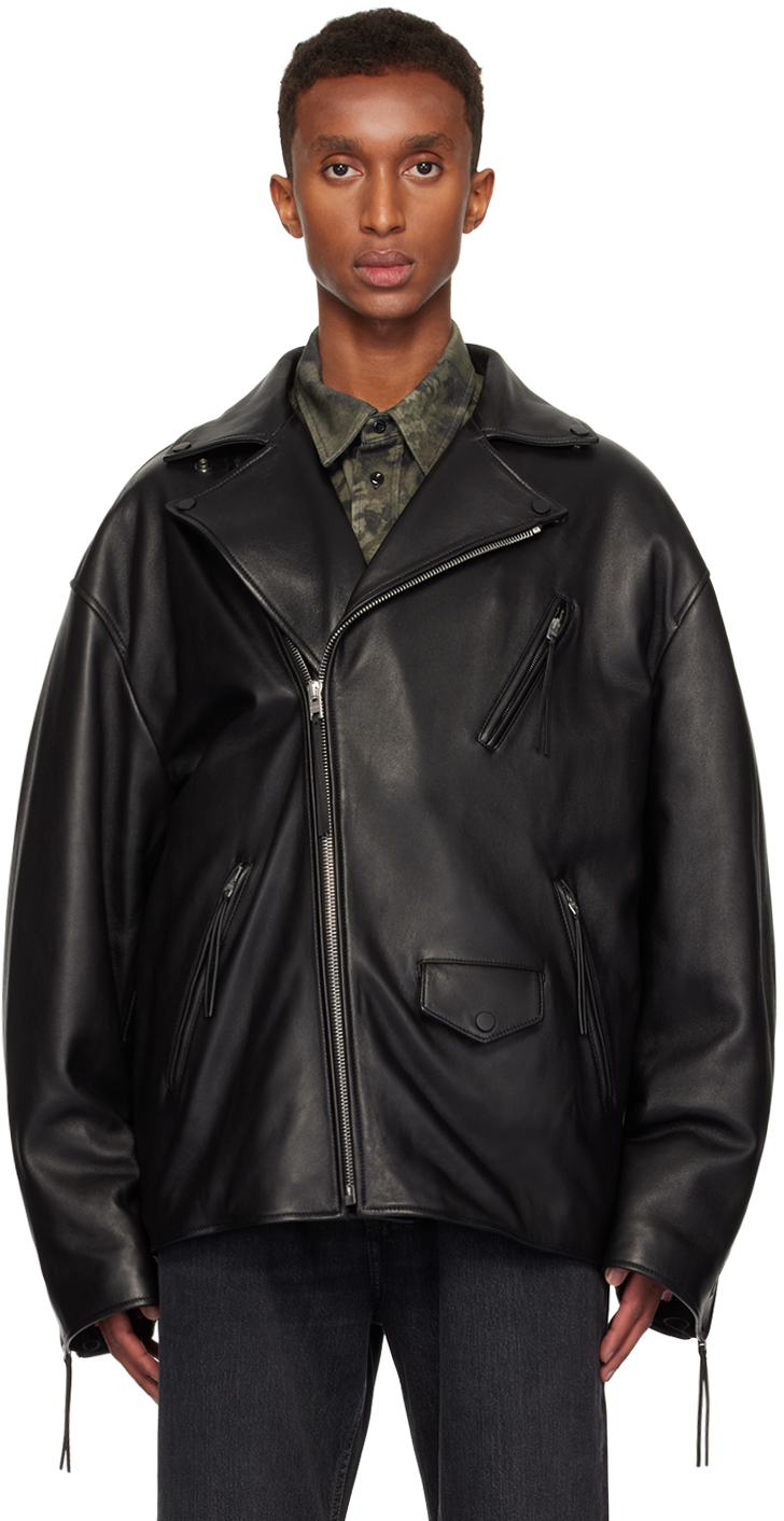 Black Waxy Nappa Leather Biker Jacket