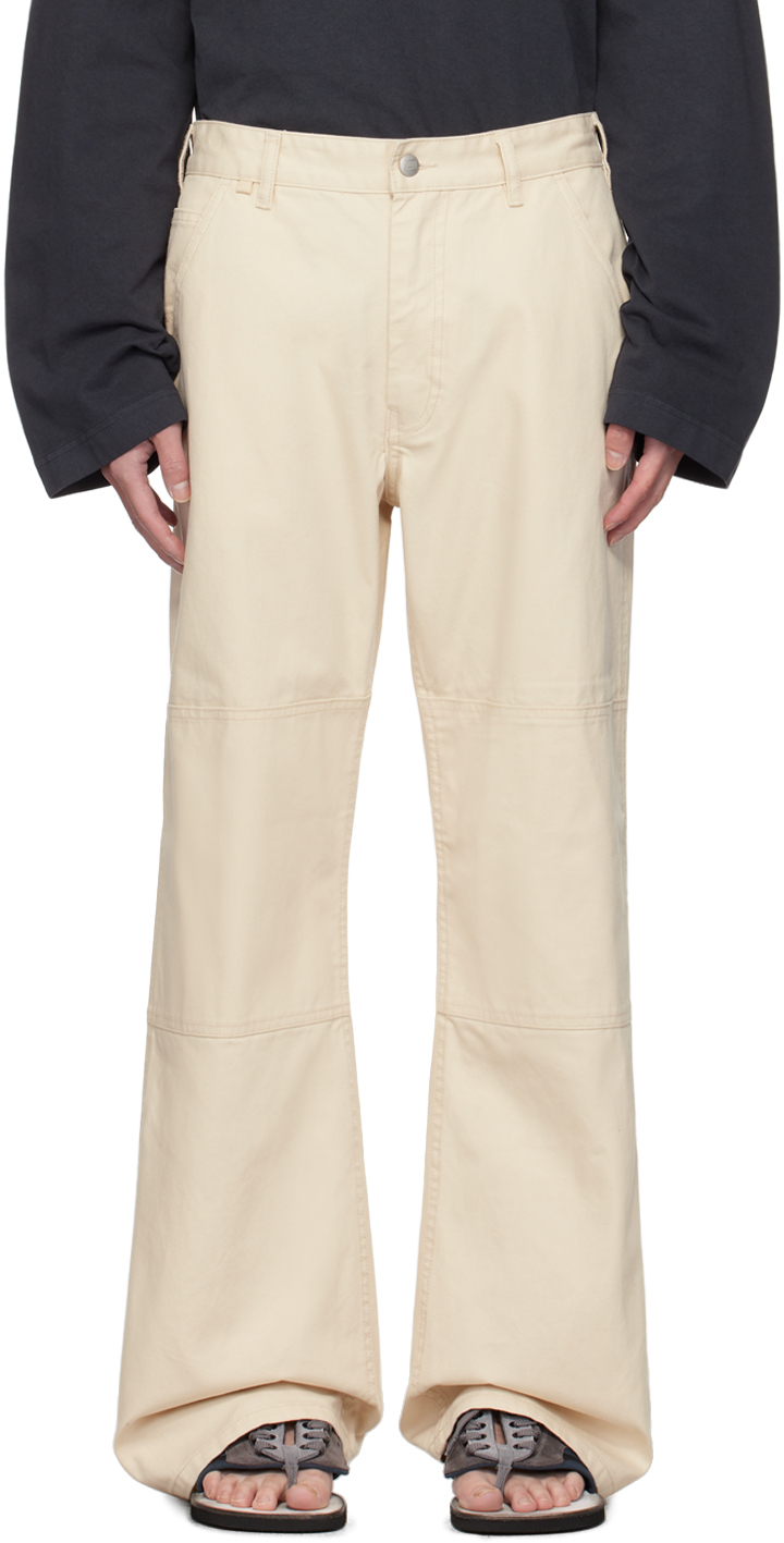 Shop Acne Studios Off-white Patch Trousers In 633 Oatmeal Melange