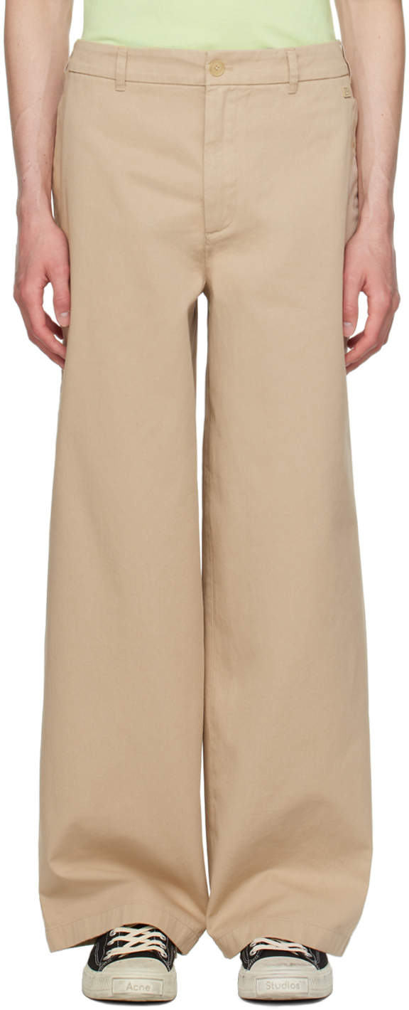 Shop Acne Studios Beige Patch Trousers In Ae0 Sand Beige