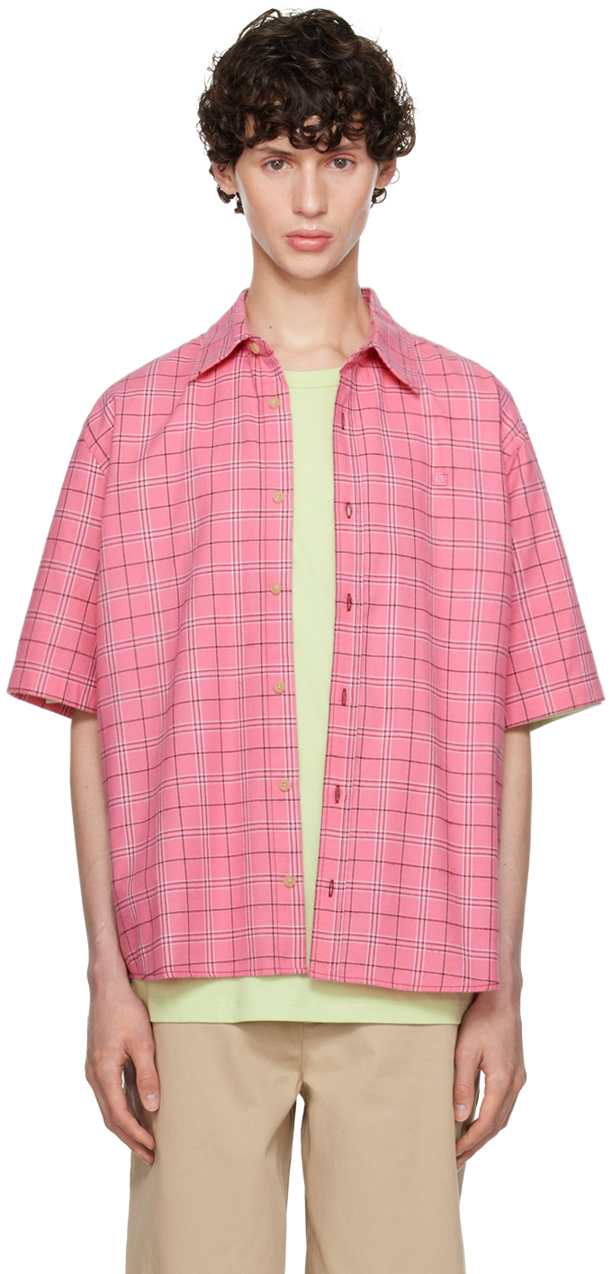 Shop Acne Studios Pink Patch Shirt In Ckq Tango Pink