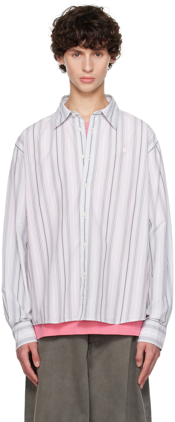 Acne Studios: Gray Stripe Shirt | SSENSE