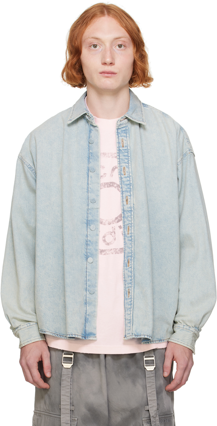 Blue Spread Collar Denim Shirt