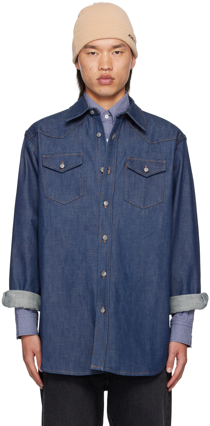 Blue Button-Up Denim Shirt