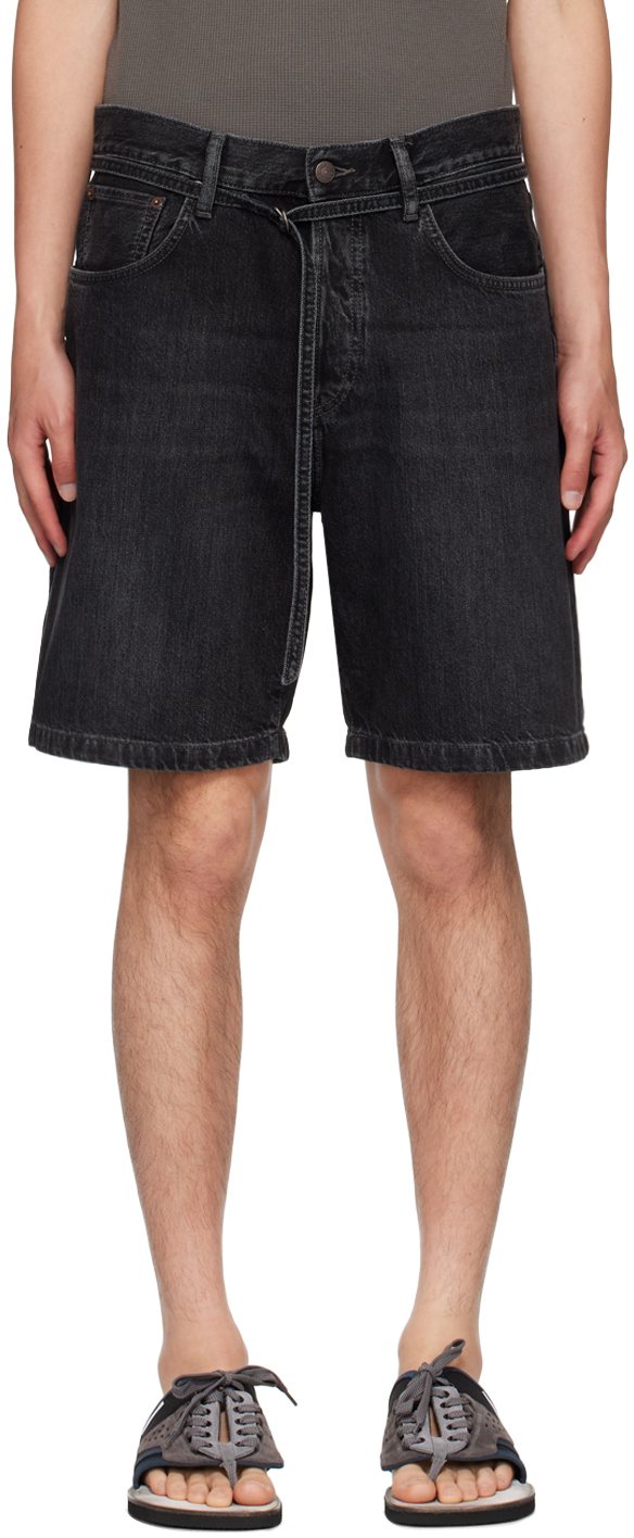 Acne Studios: Black Loose-Fit Denim Shorts | SSENSE